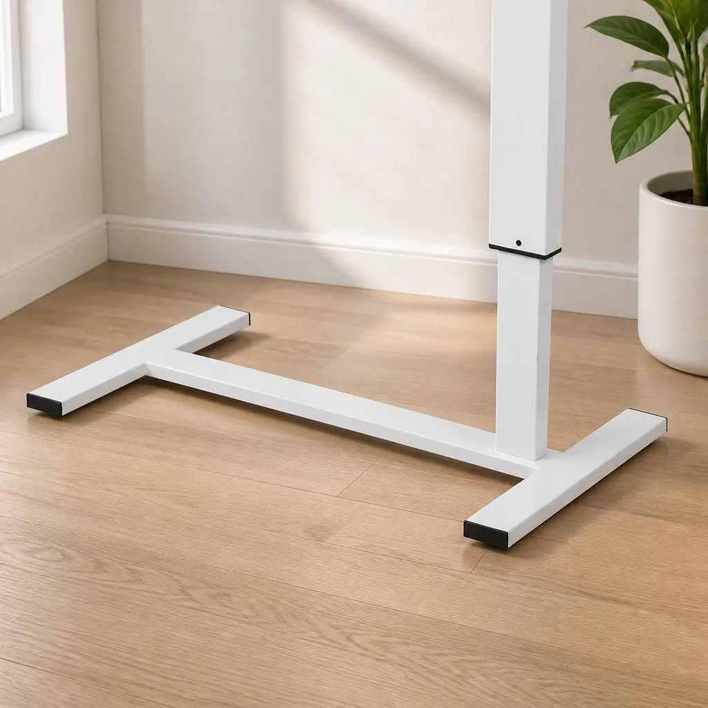 Height Adjustable Sofa Bed Side Table with Wheels 65-93cm Standing Desk White