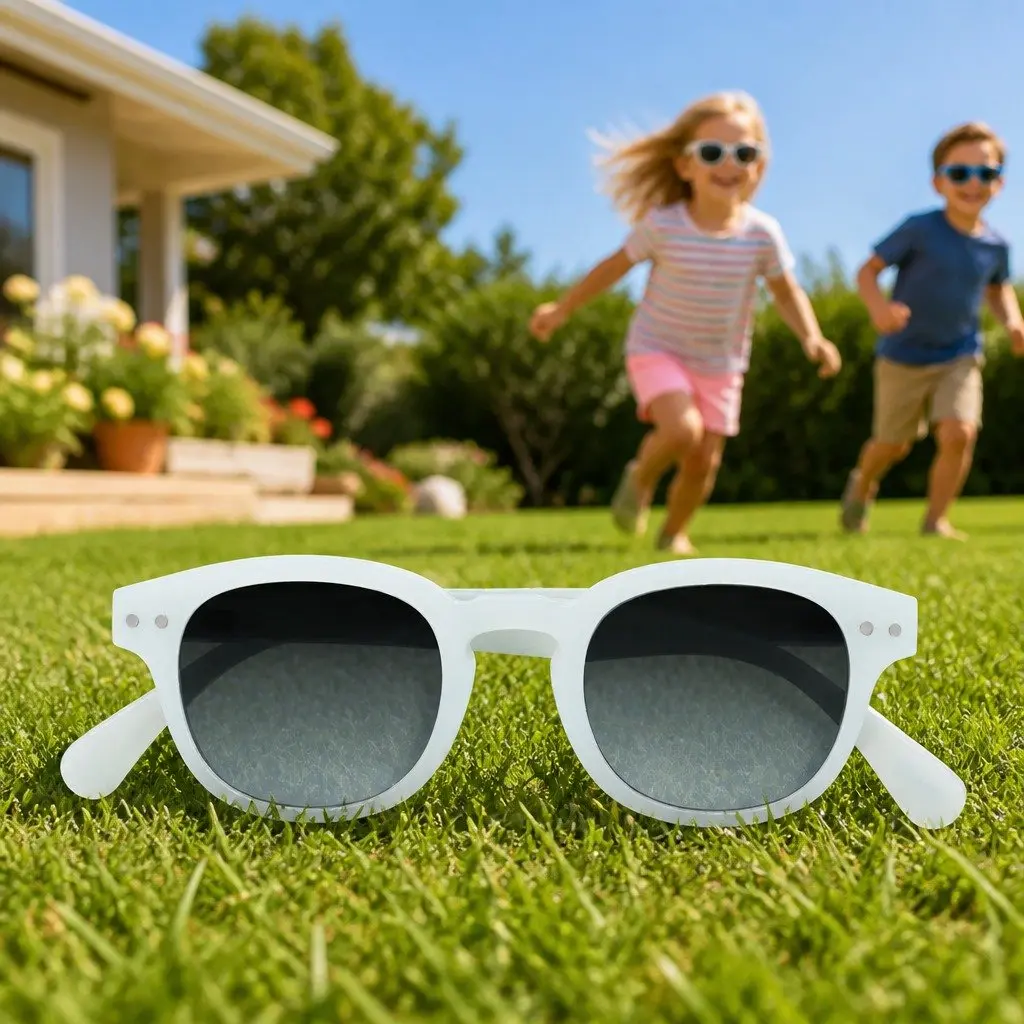 Kids Sunglasses UV Protection Red Square Frame for Ages 5-10 Years