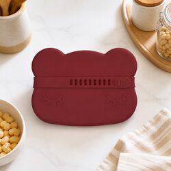 Bear Snackie Rust Toddler Silicone Bowl Plate Strap Microwave Freezer Safe Kids