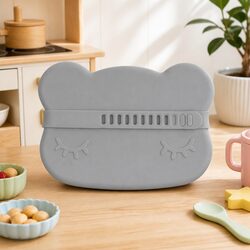 Bear Snackie Blue Dusk Silicone Bowl Plate Toddler Feeding Snack Container