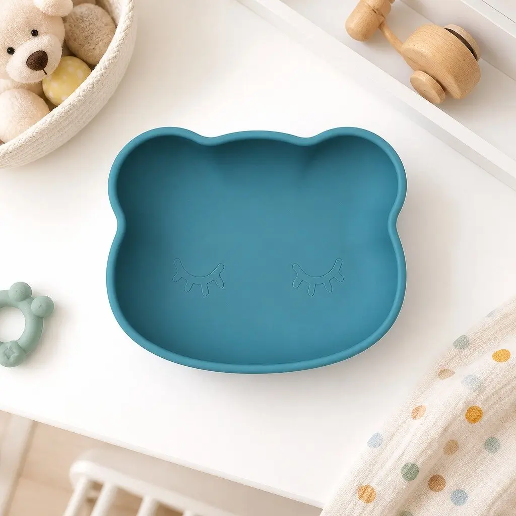 Suction Base Feeding Bowl Silicone 14.8cm Dusty Rose with Lid