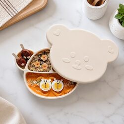 Practical Silicone Suction Plate with Lid for Everyday Use