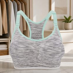 Seamless Nursing Bra Wire-Free 4-Way Stretch Molded Cups Maternity Support M