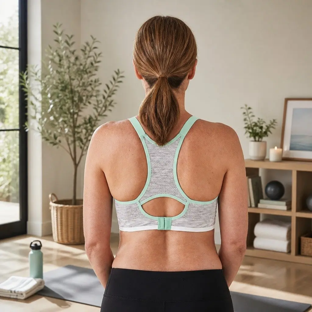 Nursing Bra Seamless Wire-Free 4-Way Stretch Maternity Support L White Grey Spacedye