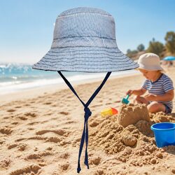 Kids Reversible Bucket Hat Explorer Style Wide Brim UPF50+ Sun Protection