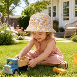 Functional Girls Bucket Hat with Adjustable Ties for Outdoor Fun