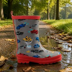 Durable Rain Boots for Kids in Matte Pink and Navy