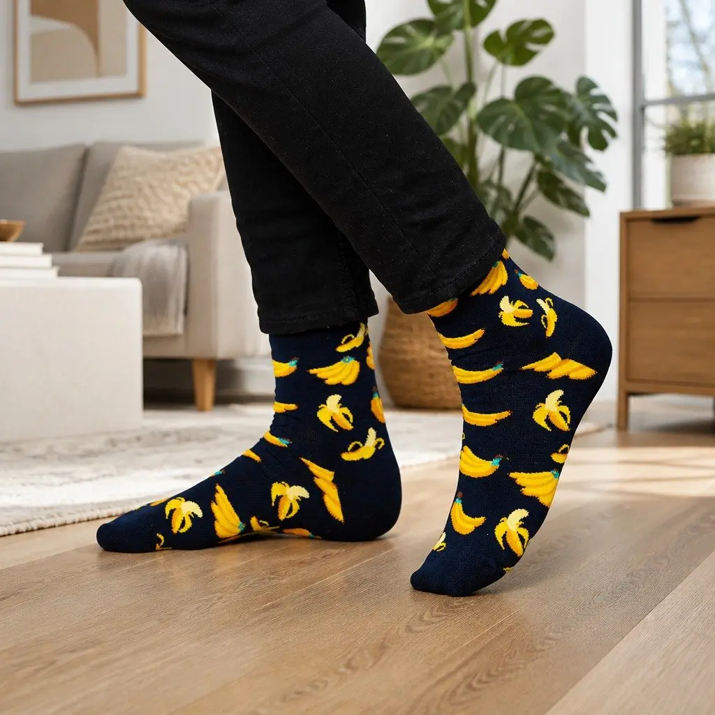 Fruit Pattern Kids Socks Size 41-46 Colourful Everyday Wear Comfortable Cotton