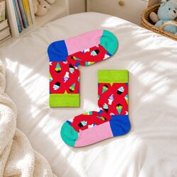 Kids Ice Cream Socks Size 2-3 Years Combed Cotton Colourful Reinforced Heel Toe