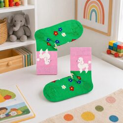 Practical Kids Poodle Flowers Socks for Daily Use