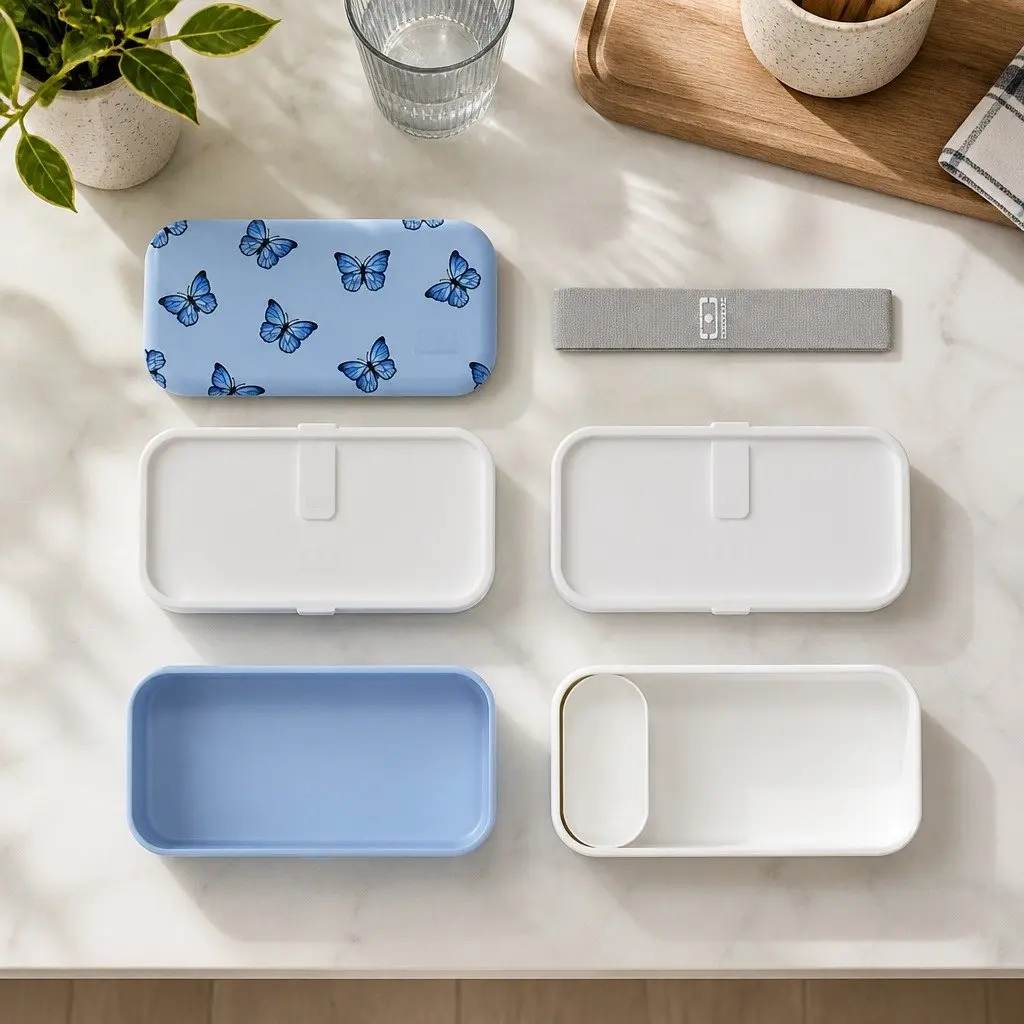 Bento Box Two Tier 1L Food Container Microwave Dishwasher Safe Blue
