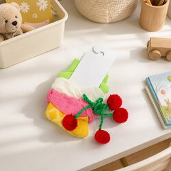 Kids Cherry Pattern Socks Ages 4-6 Years Soft Comfortable Everyday Wear