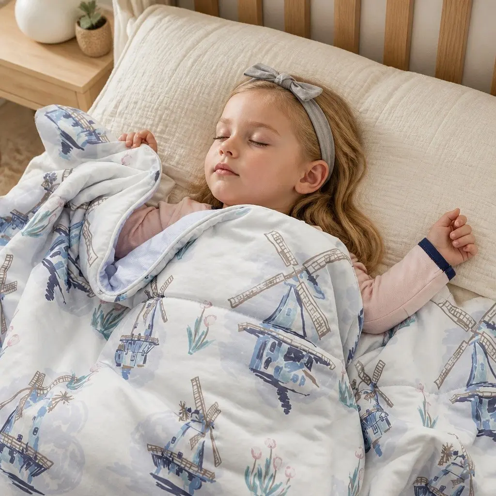 Kids Comforter Blanket Lightweight Nylon 120x150cm Breathable Moisture-Wicking Sleep