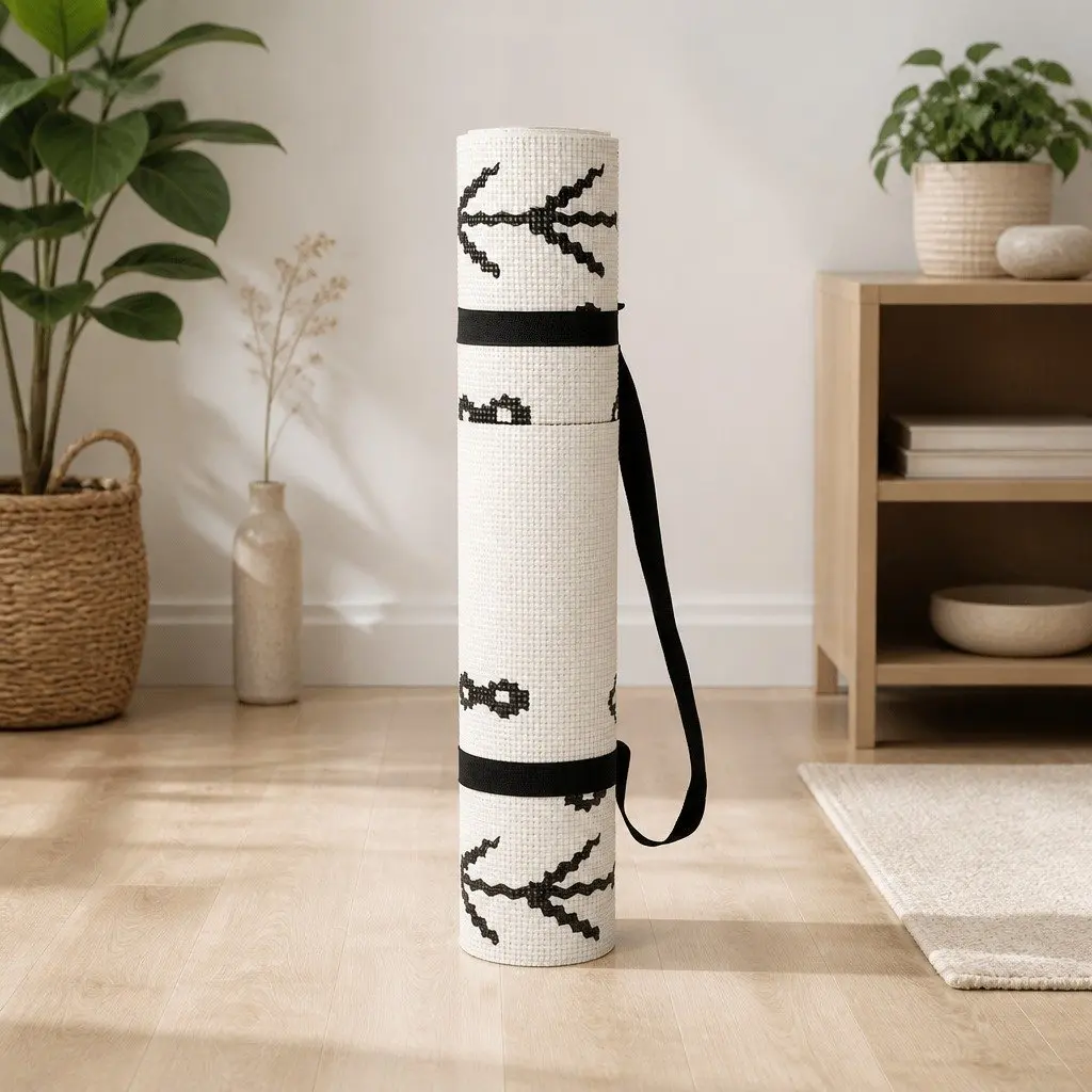 Yoga Mat Thick Lightweight Portable PVC 60 x 173 cm Berber Pattern
