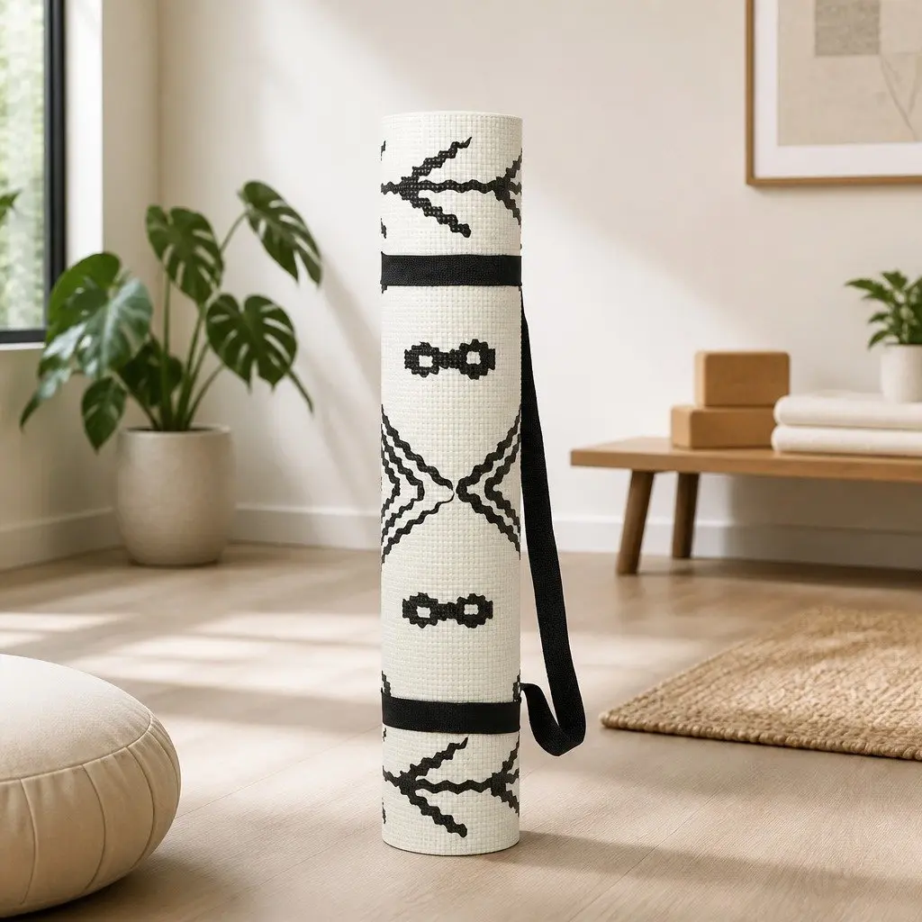 Yoga Mat Thick Lightweight Portable PVC 60 x 173 cm Berber Pattern