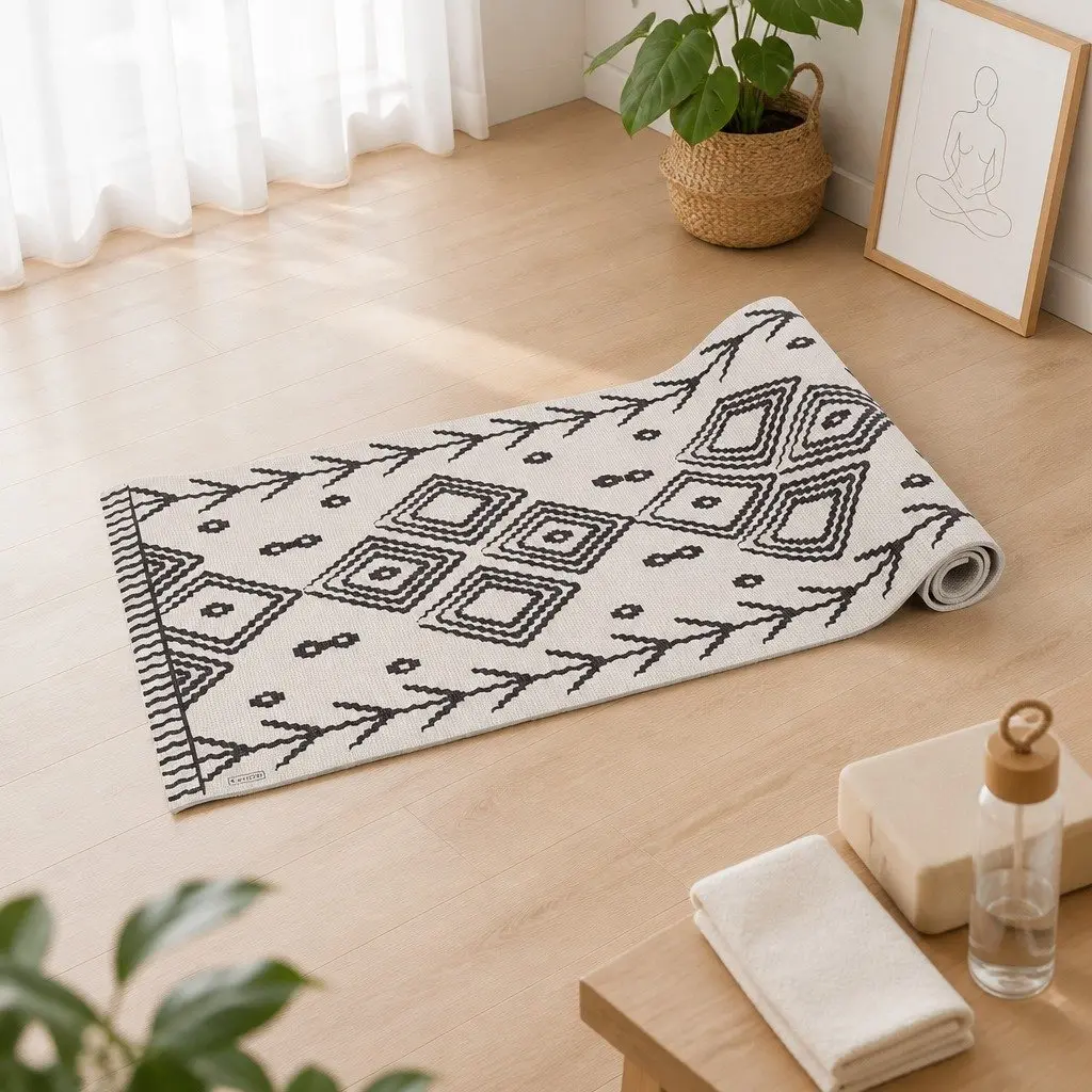 Yoga Mat Thick Lightweight Portable PVC 60 x 173 cm Berber Pattern