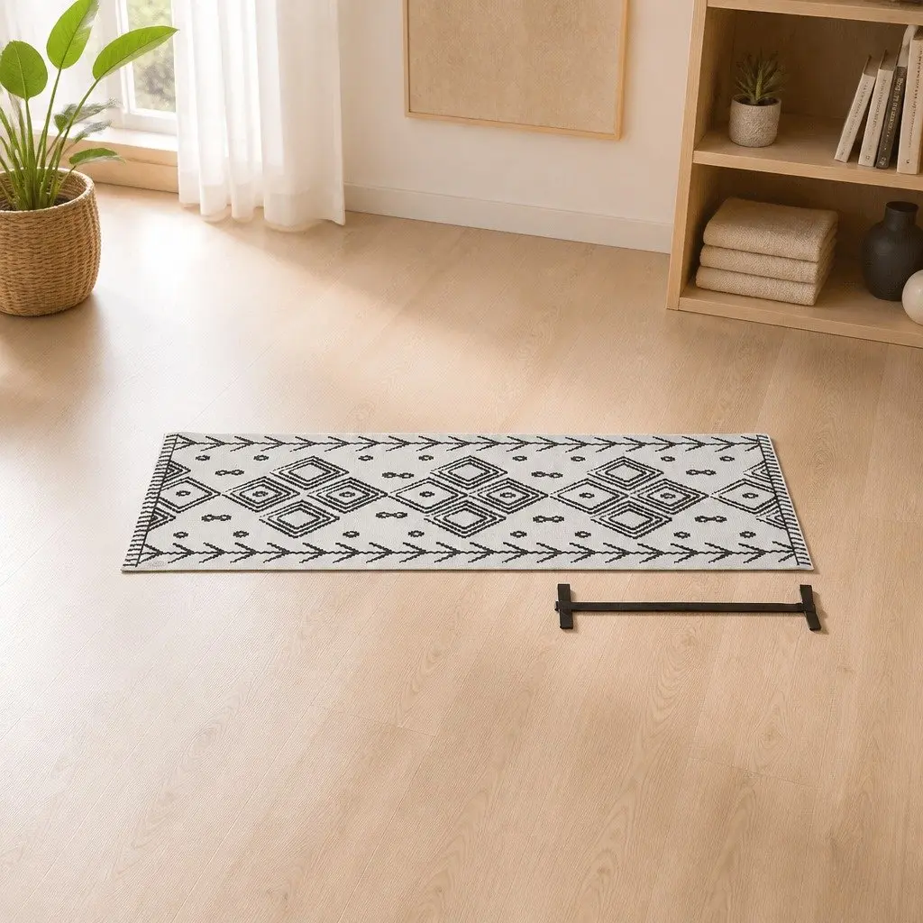Yoga Mat Thick Lightweight Portable PVC 60 x 173 cm Berber Pattern