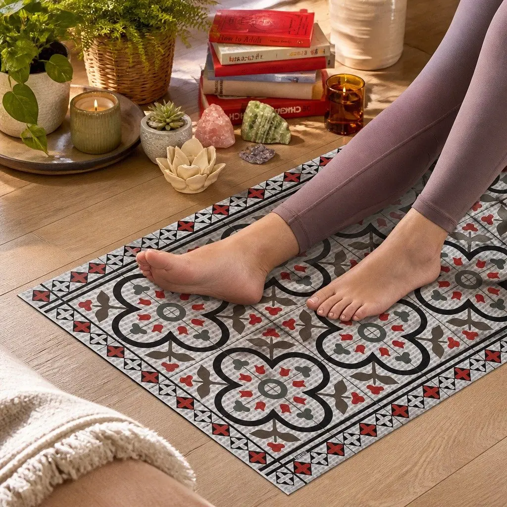 Yoga Mat Thick Lightweight Portable Barcelona Pattern 60 x 173 cm