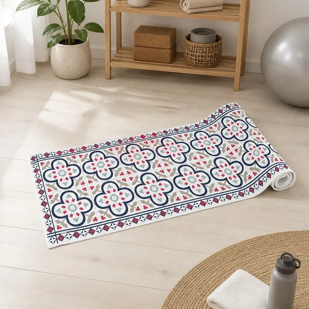 Yoga Mat Thick Lightweight Portable Barcelona Pattern 60 x 173 cm