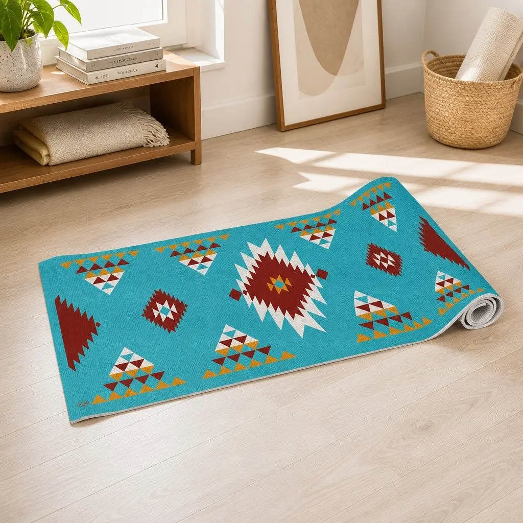 Yoga Mat Navajo Design Thick Lightweight Portable Cushioned Exercise Fitness Gym