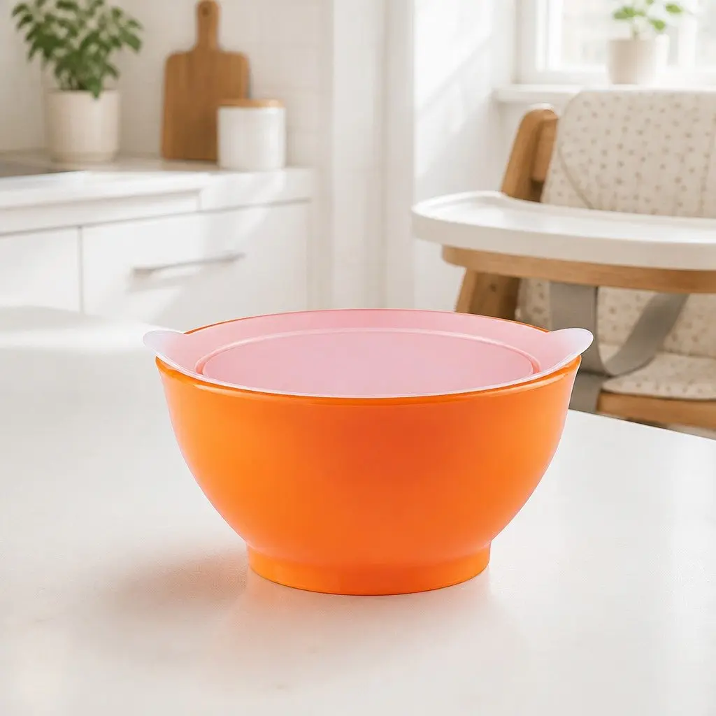Spill-Proof Anti-Slip Bowl Silicone 8oz Twin Pack Orange