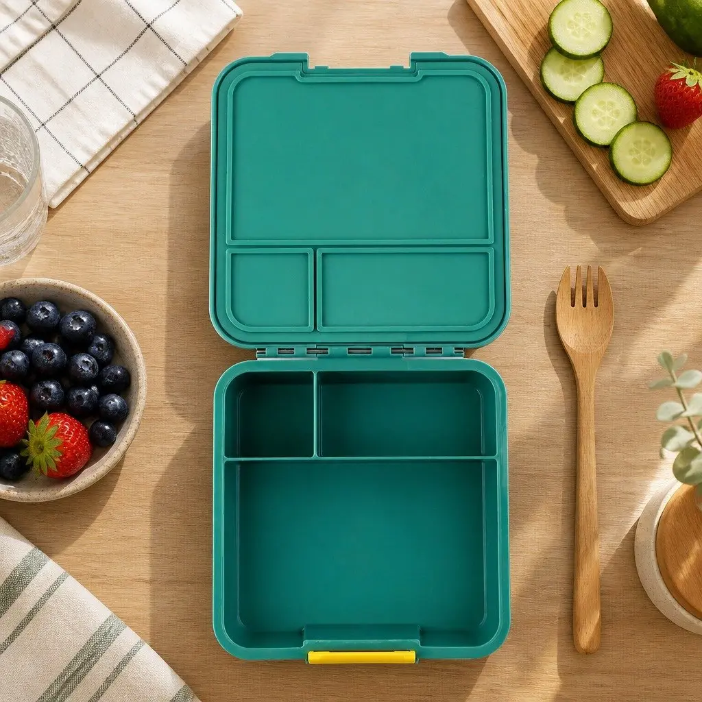 Bento Lunch Box Leakproof Three Compartments Apple 17.5cm