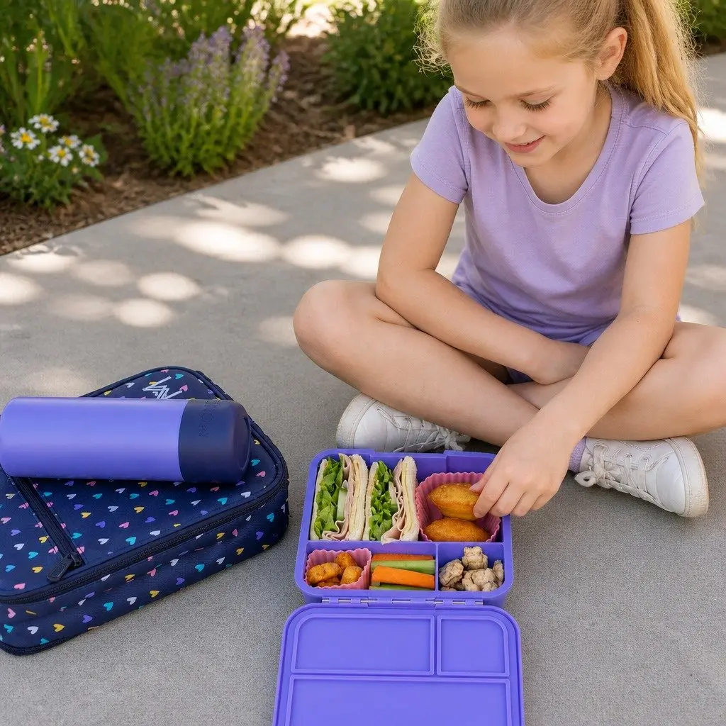 Bento Lunch Box Three Compartment Leakproof Airtight Container 17.5cm Grape