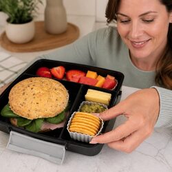Bento Cups Mixed 3pcs Kids Lunch Box Food Container Set Silicone Apple