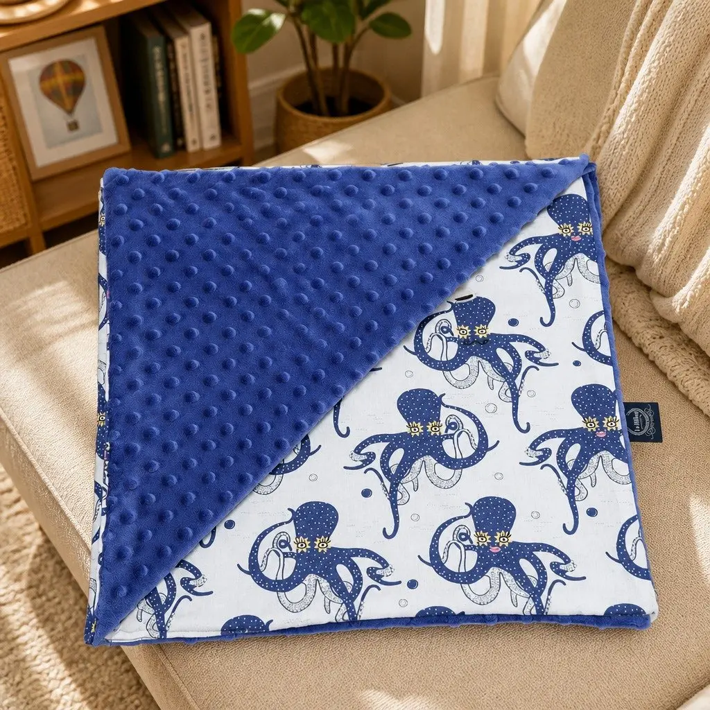 Medium Light Blanket Soft Kids Minky Fleece Cotton Nap Sleep Bedding Sea Beauties Ink 80cm x 100cm