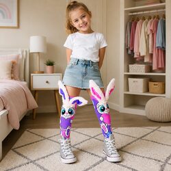 Funny Bunny Knee-High Socks with 3D Ears for Toddlers Ages 3-5 UV Glow