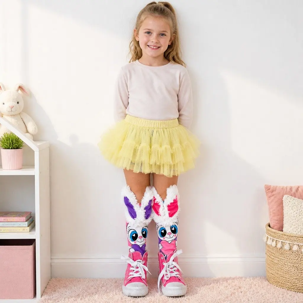 Knee-High Socks 3D Ears for Toddlers Ages 3-5 UV Glow