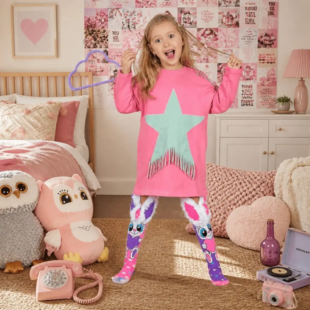 Knee-High Socks 3D Ears for Toddlers Ages 3-5 UV Glow