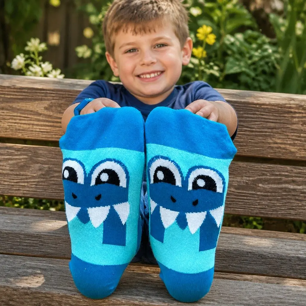 Kids Shark Socks Plush Fins Spikes Toddler Ages 3-5 Unisex Novelty