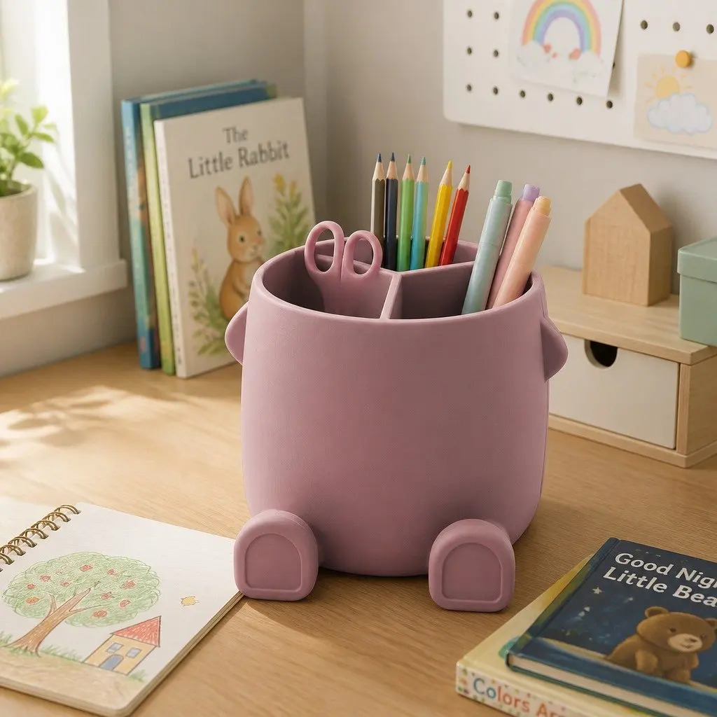 Silicone Storage Container for Kids Art Supplies Mahogany 11x12.9cm
