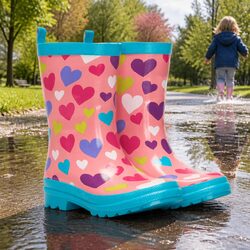 Kids Waterproof Rain Boots Slip Resistant Matte Pink Navy Children Footwear
