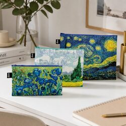Zip Pockets Set of 3 Van Gogh Art Design Mini Midi Maxi Storage Pouches