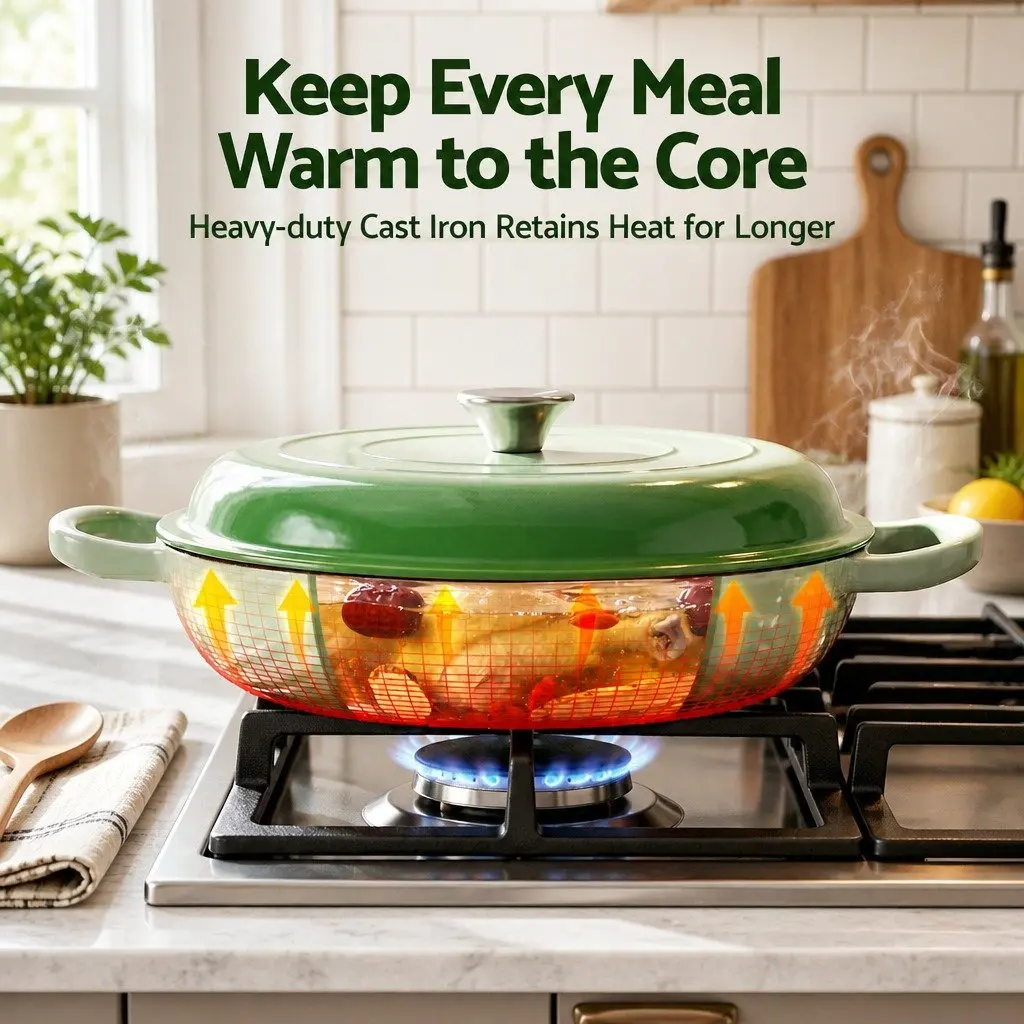 Enameled Cast Iron Dutch Oven Pot 3.3L Green