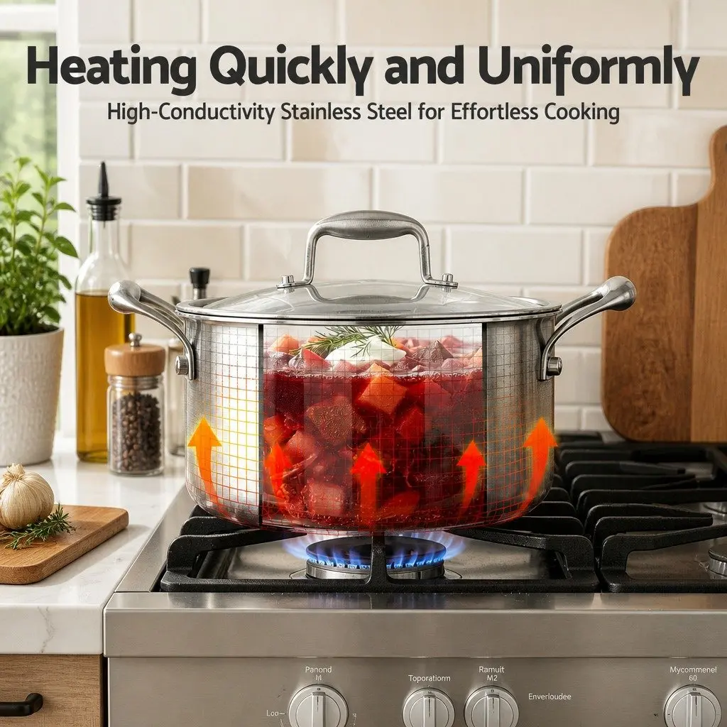 Stainless Steel Dutch Oven Pot 4.5L with Stay-Cool Handle Silver