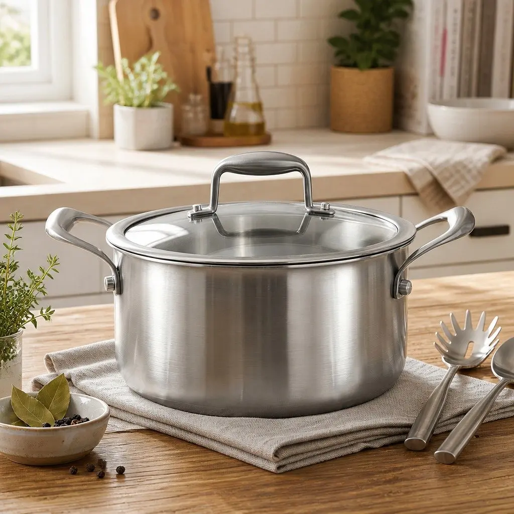 Stainless Steel Dutch Oven Pot 4.5L with Stay-Cool Handle Silver
