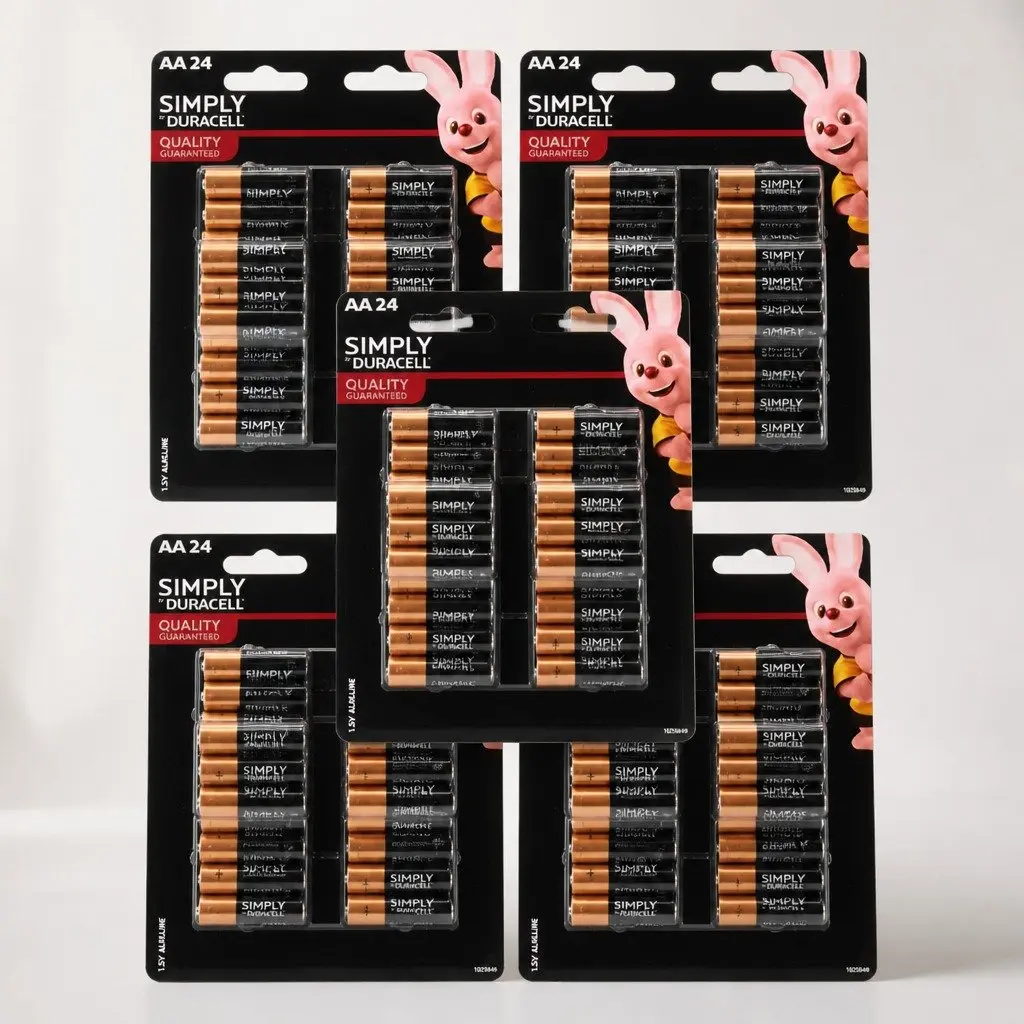 AA Alkaline Batteries 24 Pack x5 Long Lasting Power Household Electronics Bulk