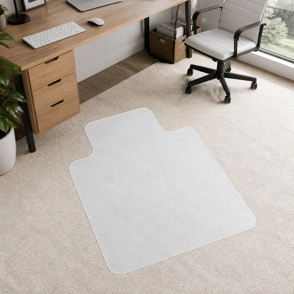 Chair Mat PVC 120x90cm Clear Black for Carpet Hard Floor Protector Office Home Use