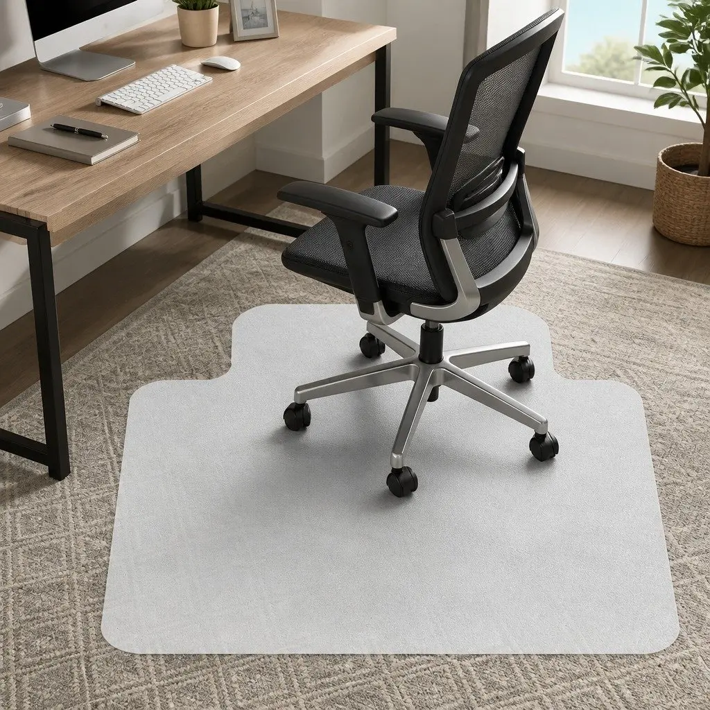 Chair Mat PVC 120x90cm Clear Black for Carpet Hard Floor Protector Office Home Use