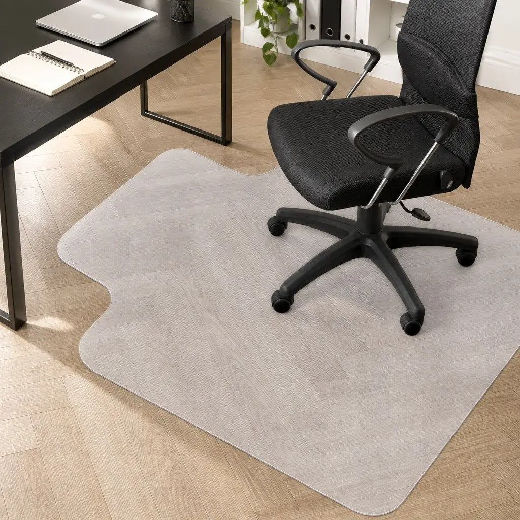 Chair Mat PVC 120x90cm Clear Black for Carpet Hard Floor Protector Office Home Use