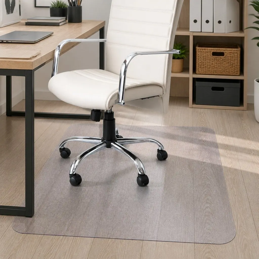 Chair Mat PVC 120x90cm Clear Black for Carpet Hard Floor Protector Office Home Use