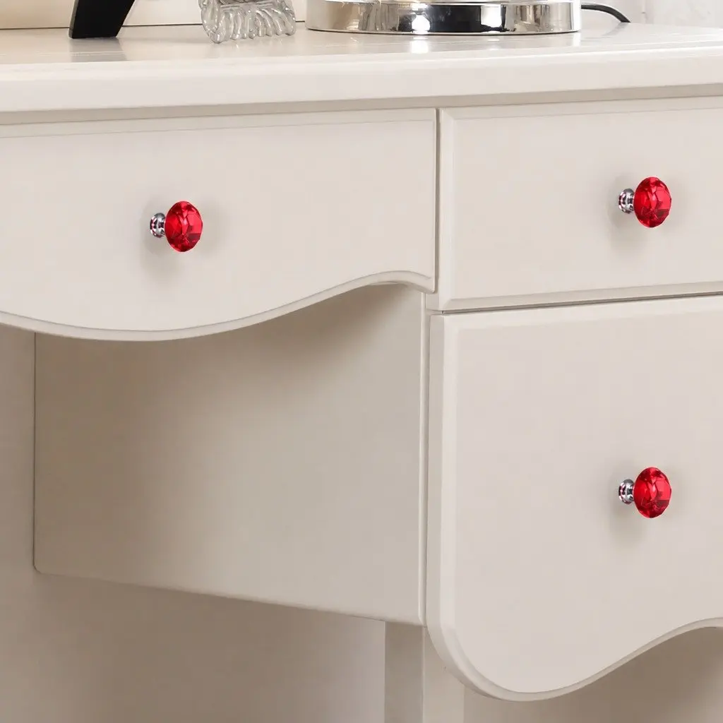 Diamond Crystal Cabinet Knobs 40mm Red Alloy Base 16 Pack