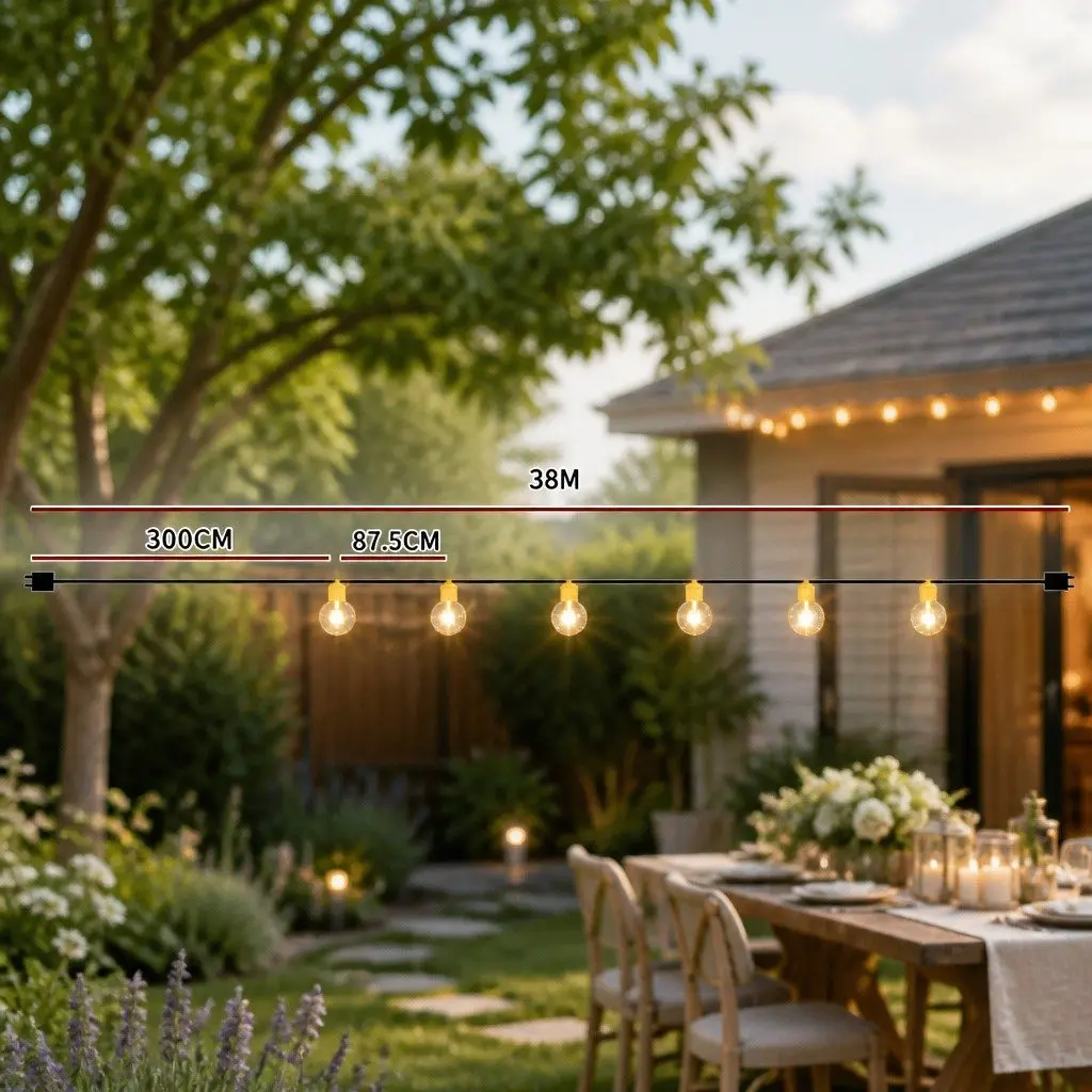 String Lights Warm White 38M Outdoor Indoor Festoon Decoration Kit