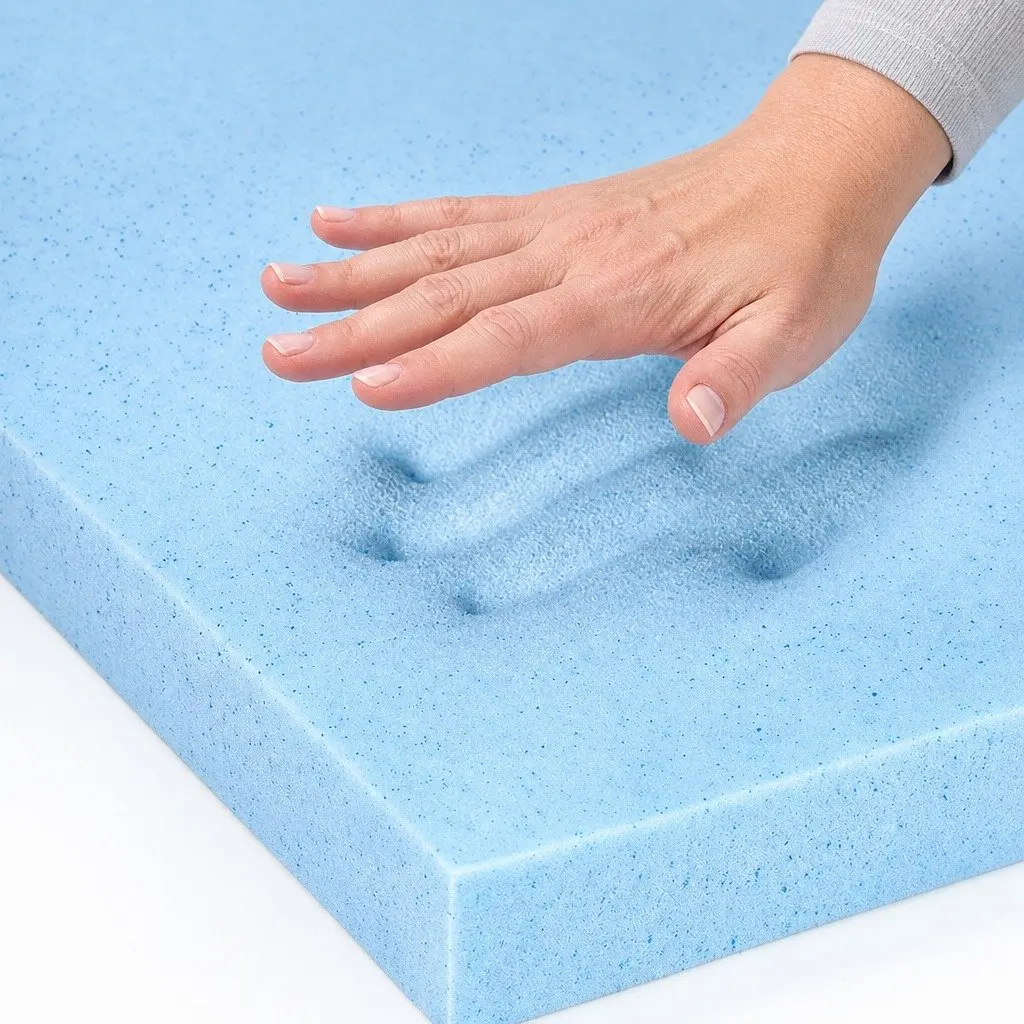 Memory Foam Mattress Topper 5cm Cool Gel Infused Queen Size White and Blue