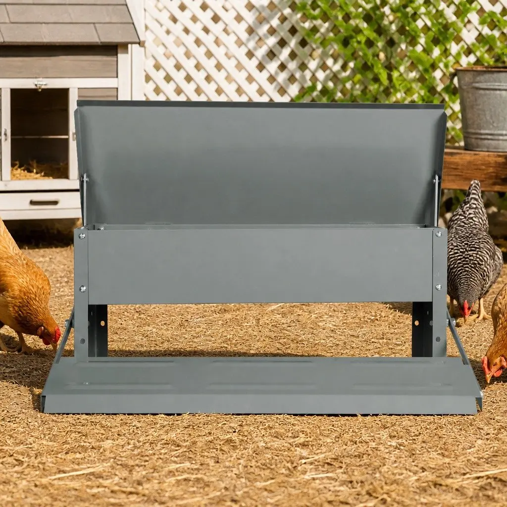 Automatic Chicken Feeder Galvanized Steel 5kg Silver