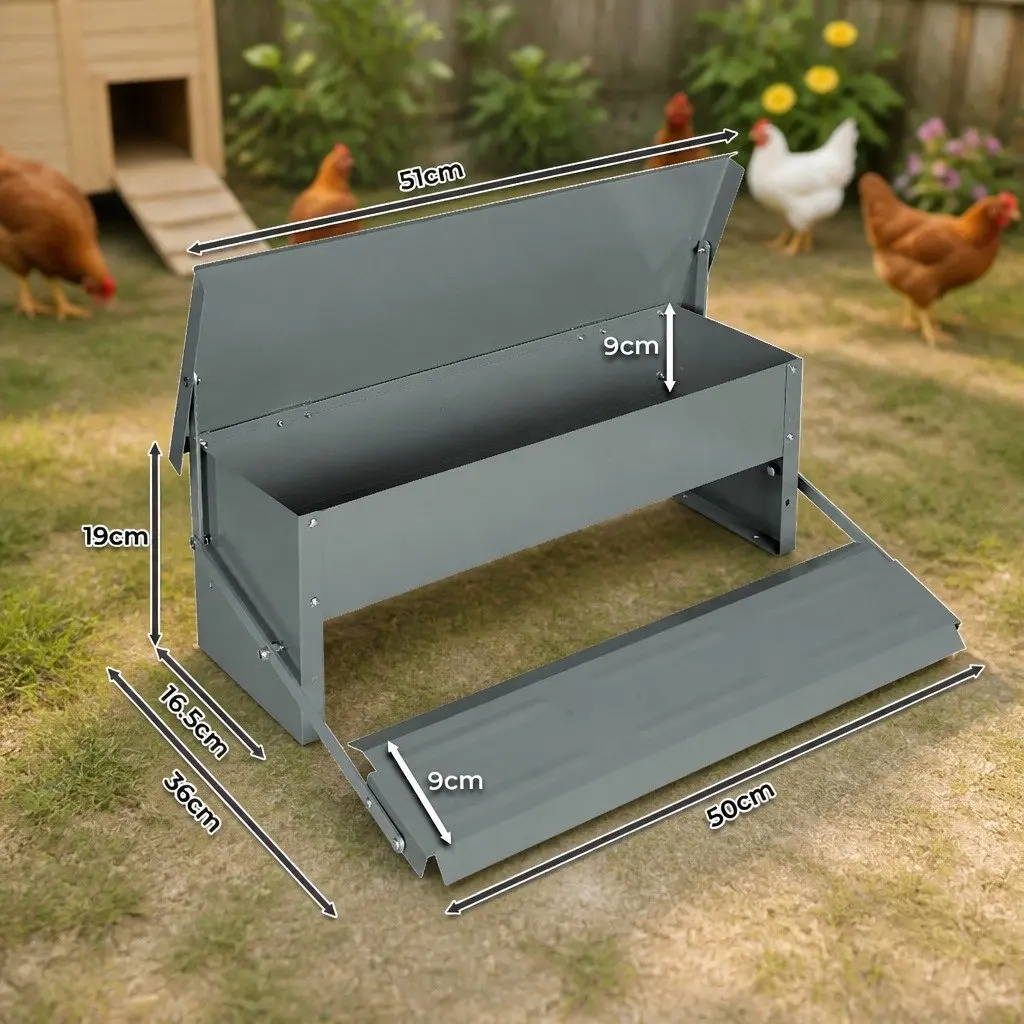 Automatic Chicken Feeder Galvanized Steel 5kg Silver