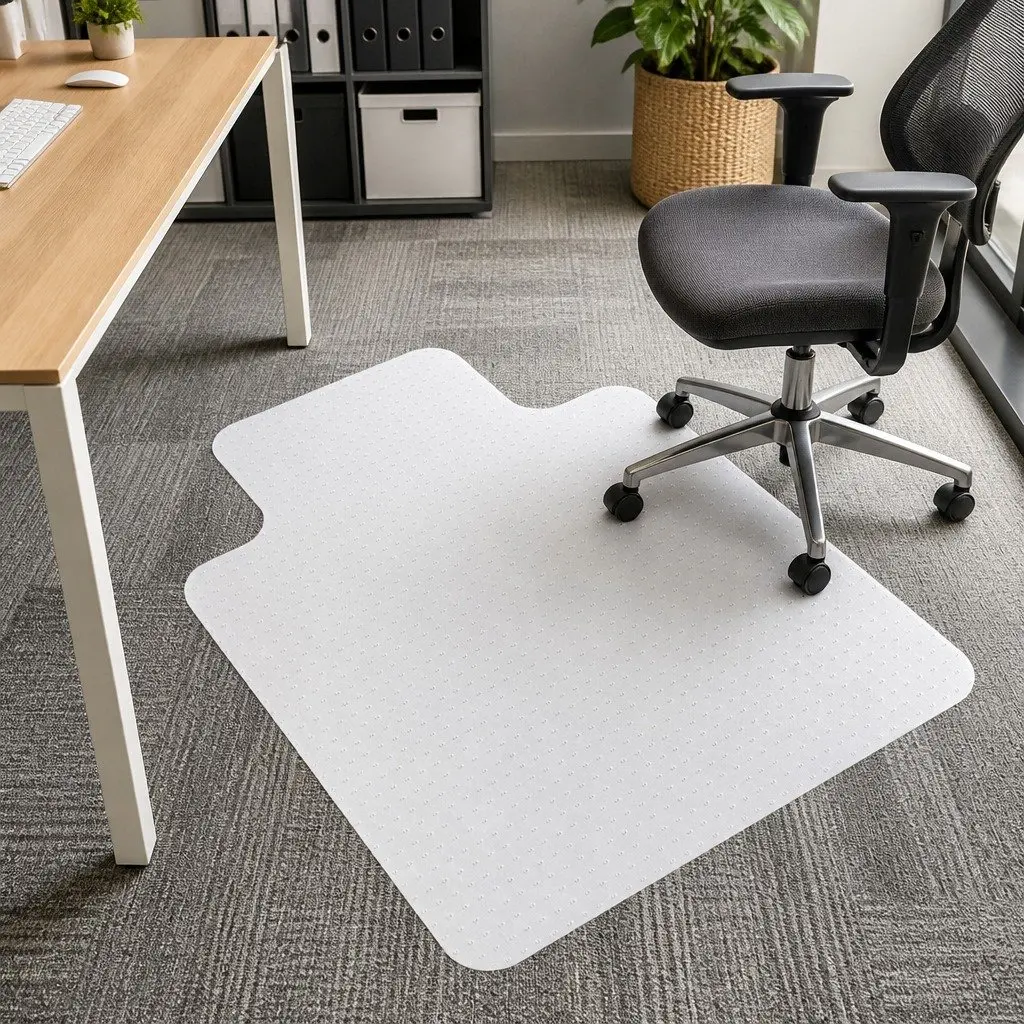 Chair Mat PVC 120cm x 90cm Clear Carpet Floor Protector for Office Home Use